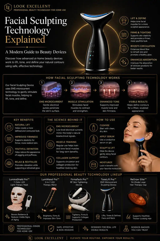 Modern facial sculpting beauty device for at-home EMS and microcurrent therapy