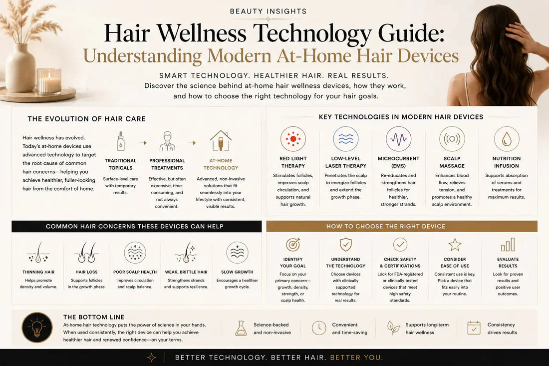 Modern at-home laser hair wellness device for scalp stimulation and hair growth