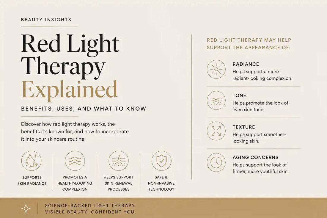 Red light therapy device targeting skin for anti-aging and collagen stimulation