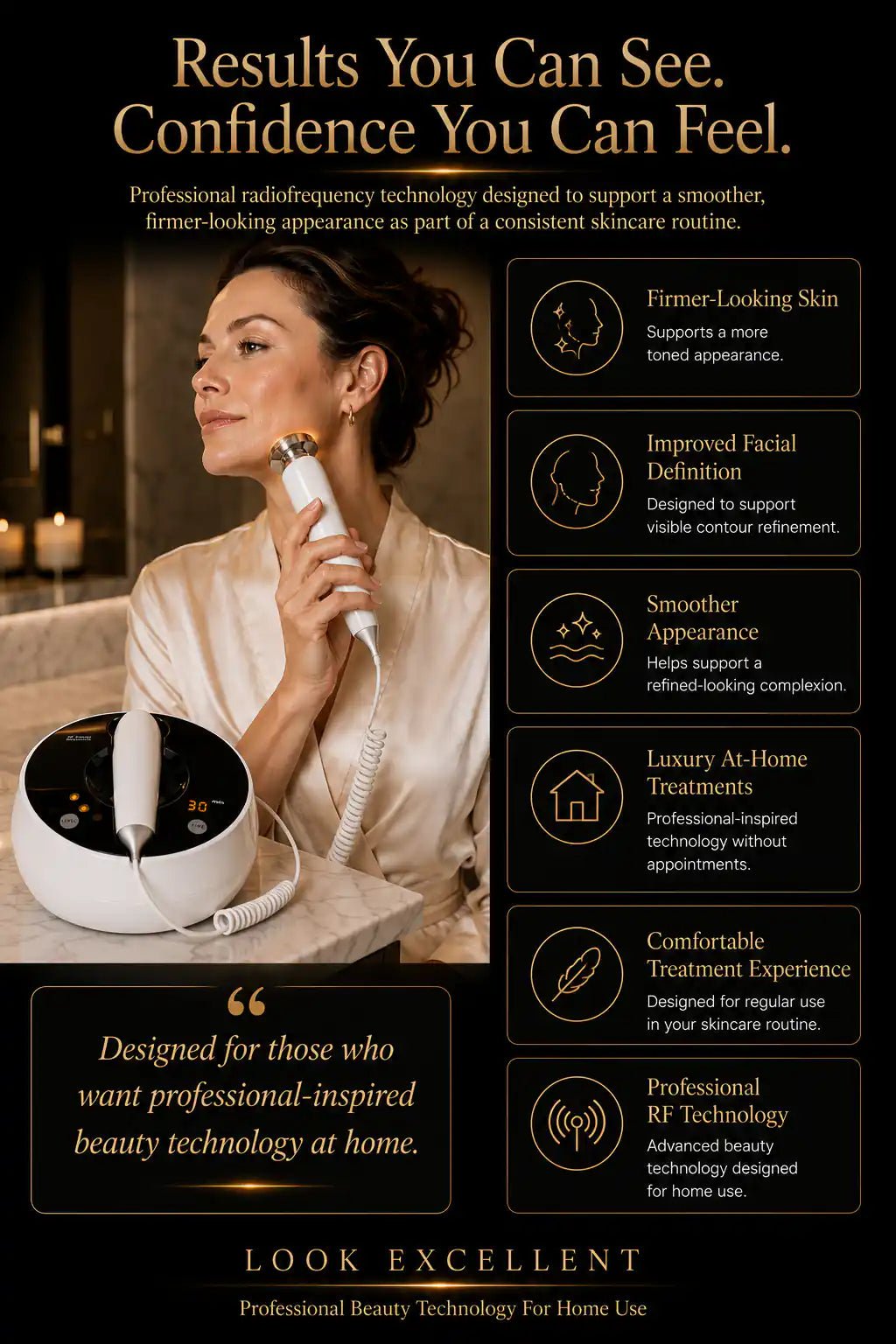 FirmaTech Pro RF radiofrequency facial lifting device for at-home skin tightening routines