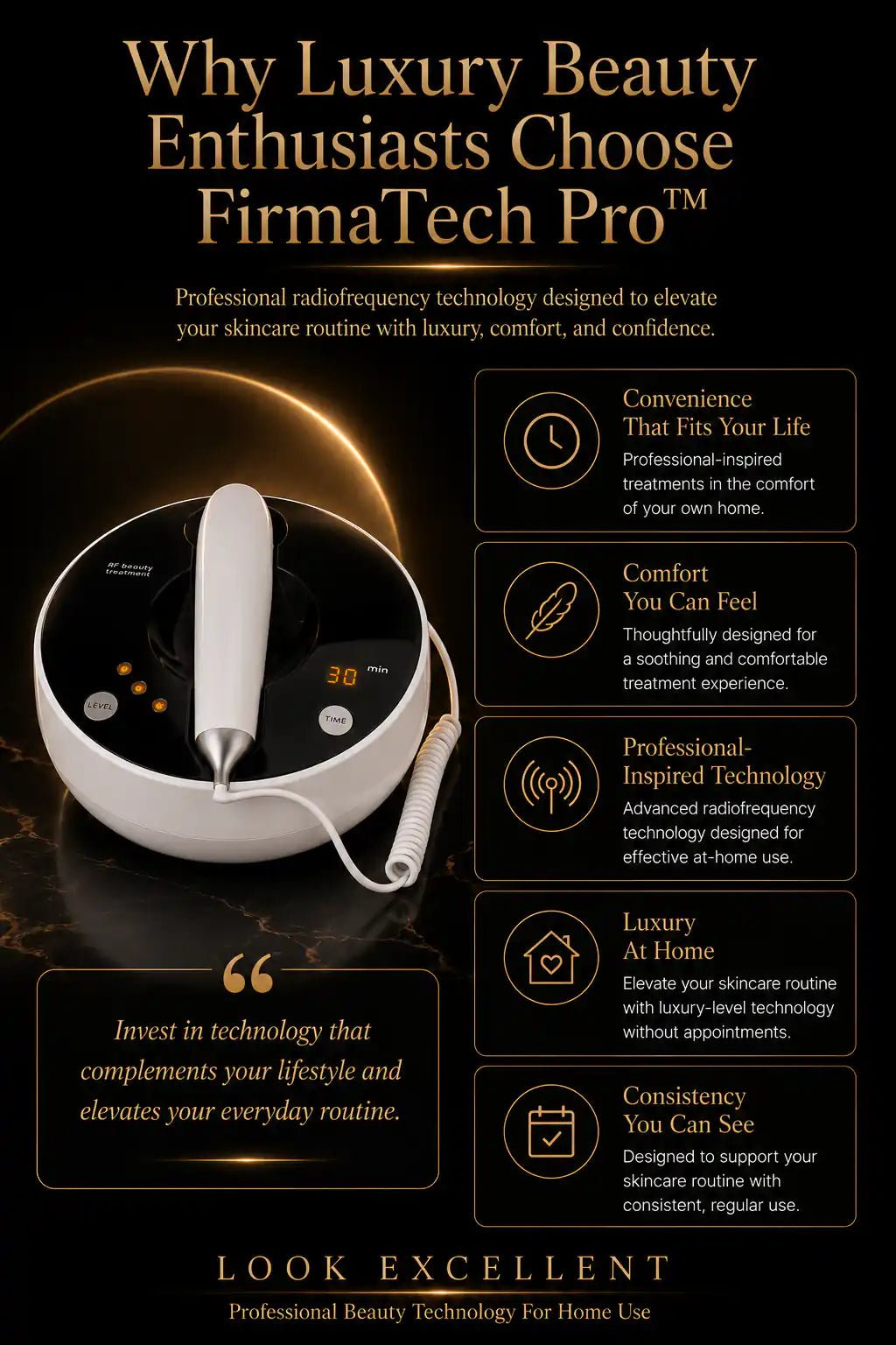 FirmaTech Pro RF radiofrequency facial lifting device for at-home skin tightening routines