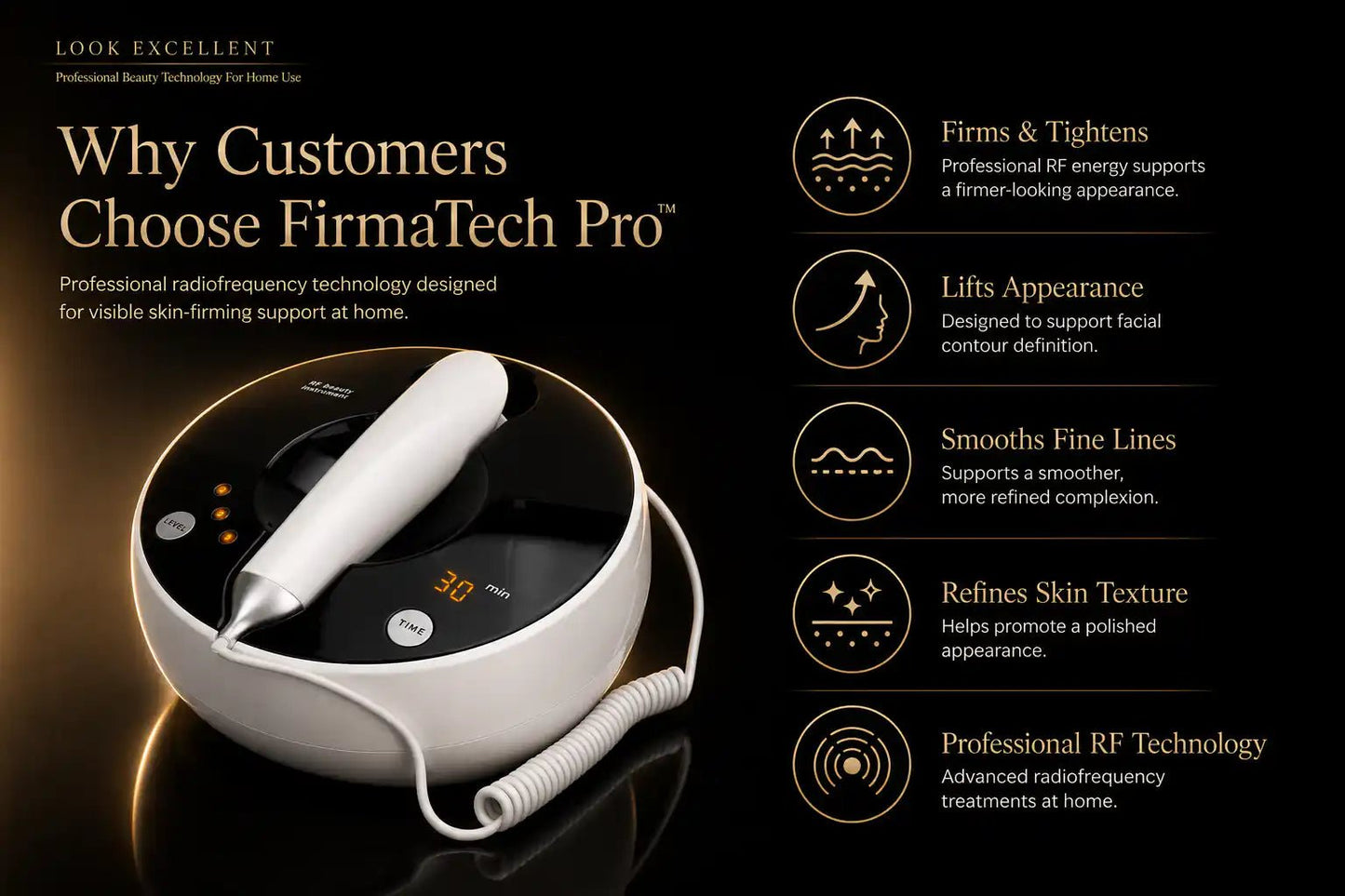 FirmaTech Pro RF radiofrequency facial lifting device for at-home skin tightening routines