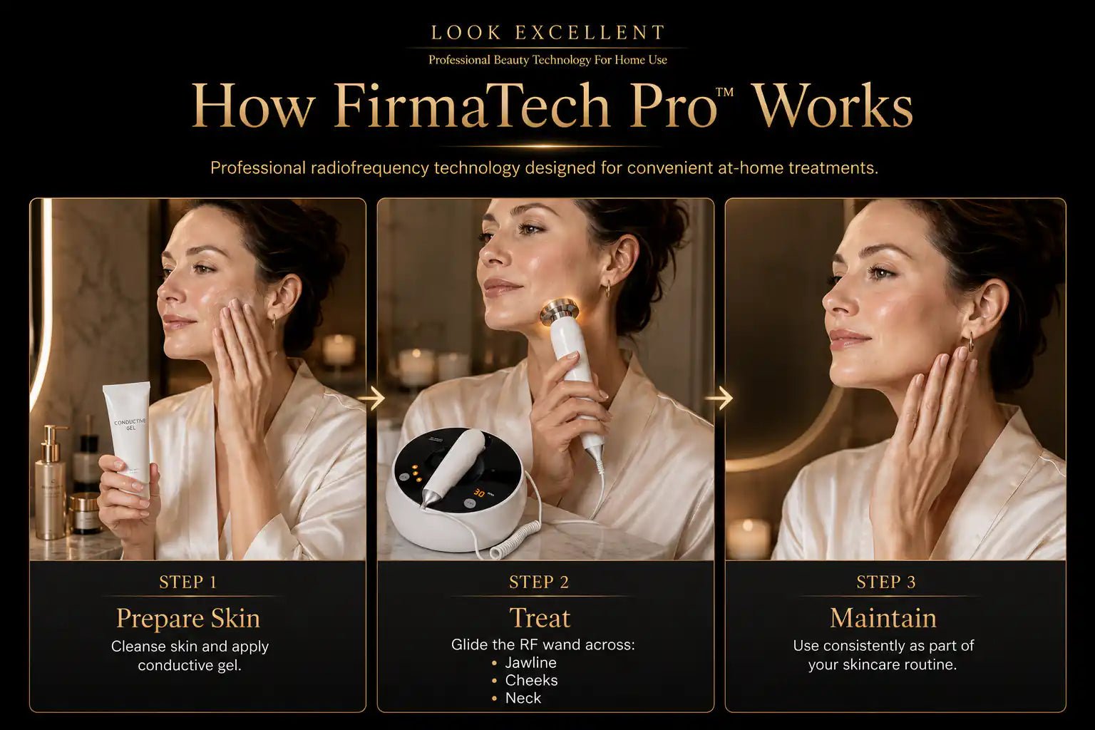 FirmaTech Pro RF radiofrequency facial lifting device for at-home skin tightening routines