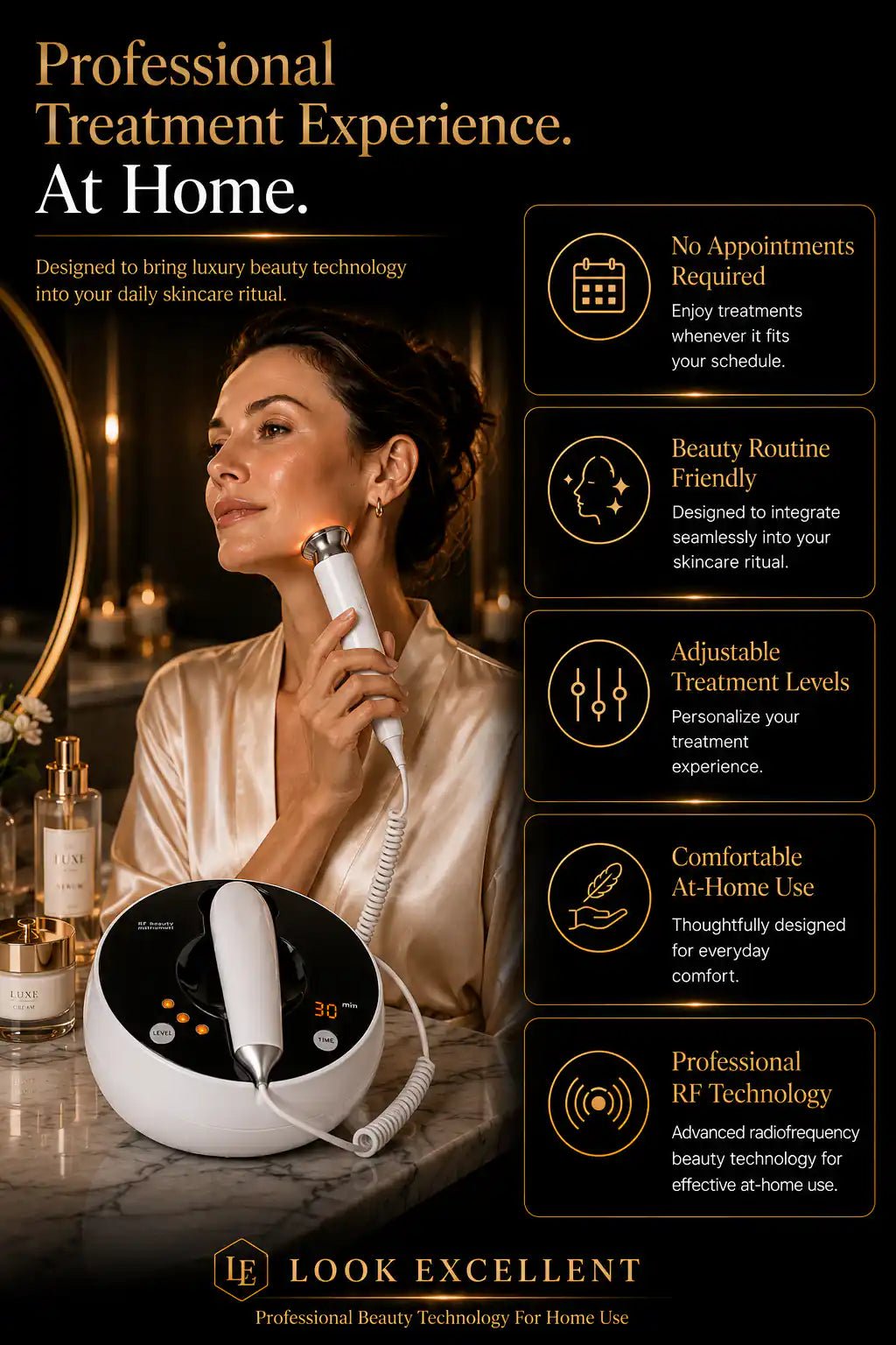 FirmaTech Pro RF radiofrequency facial lifting device for at-home skin tightening routines