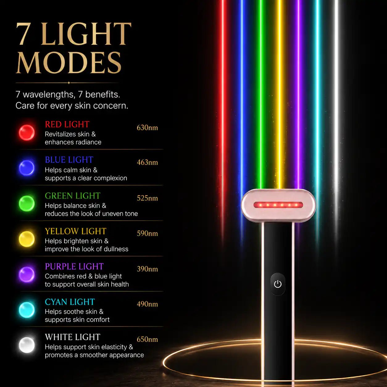 LumiWand Pro™ — 7-Color LED Microcurrent Facial Wand - LookExcellent
