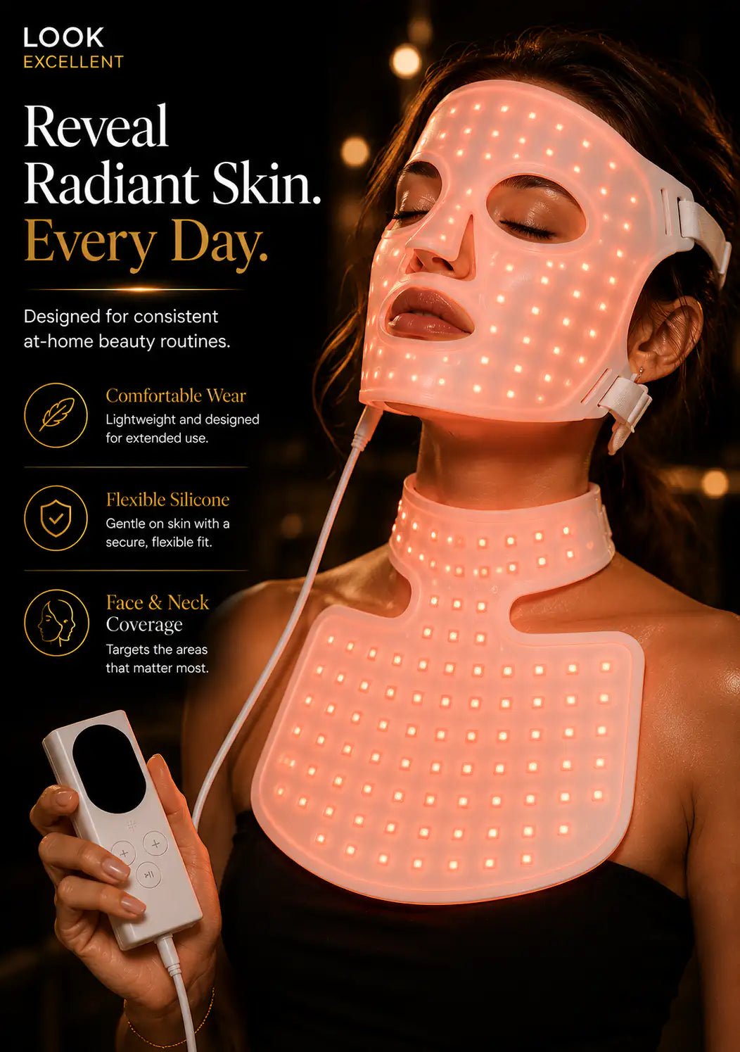 LuminaShield Pro LED phototherapy face mask for luxury at-home light therapy routines