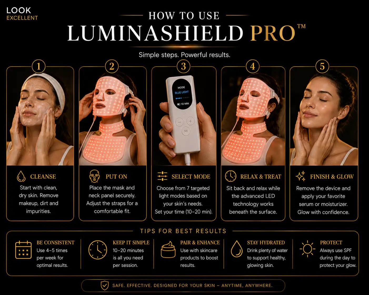 LuminaShield Pro LED phototherapy face mask for luxury at-home light therapy routines