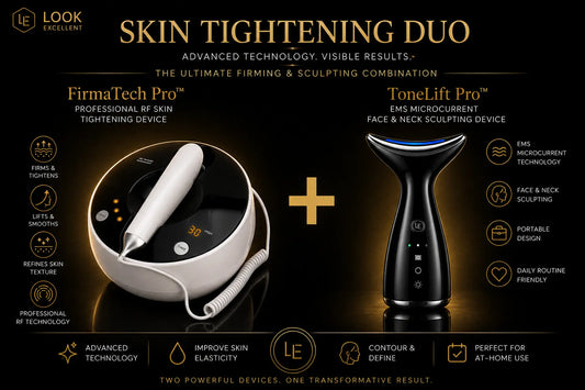 Skin Tightening Duo with FirmaTech Pro RF radiofrequency device and ToneLift Pro EMS microcurrent device for at-home skin firming