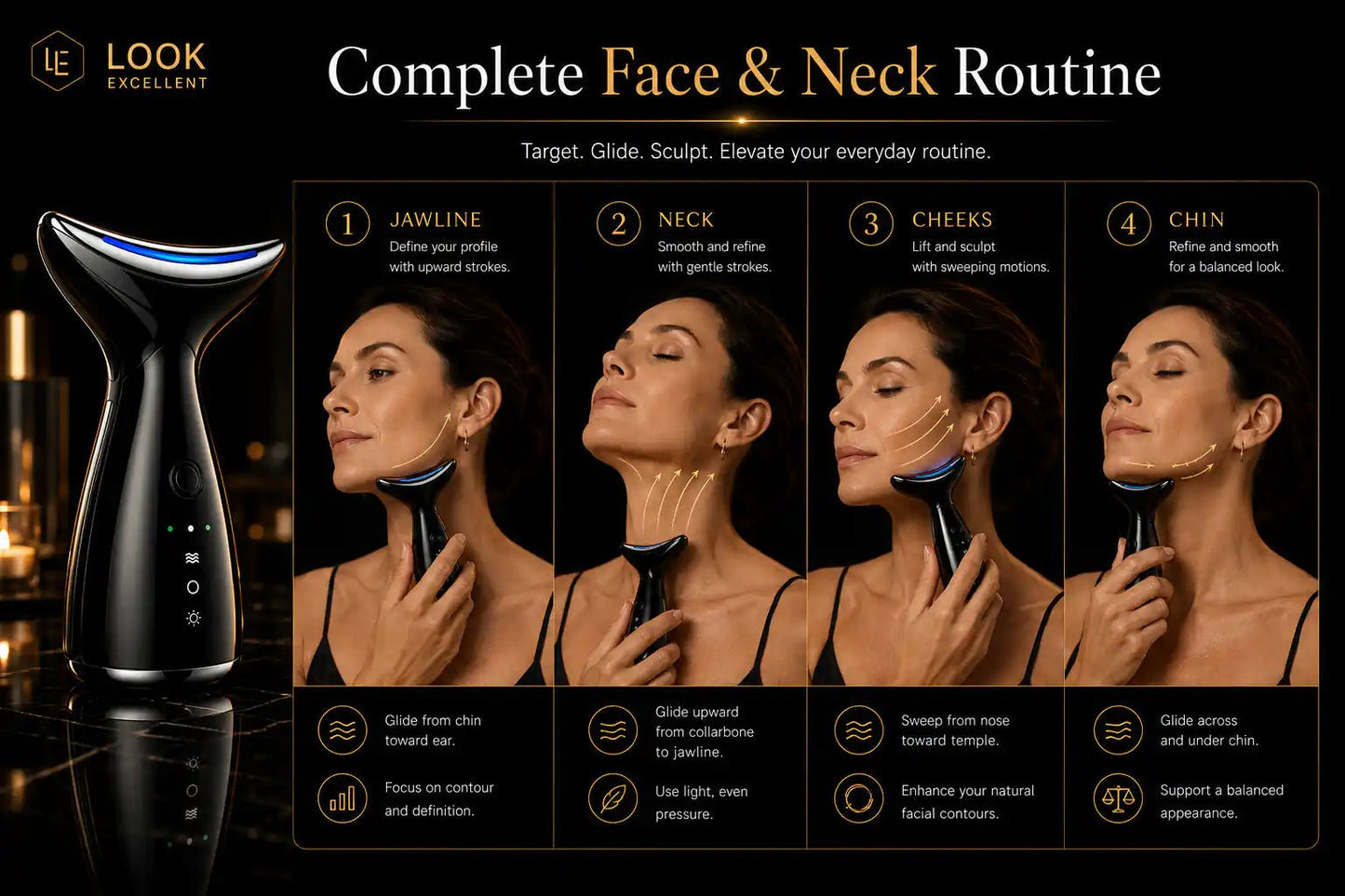 ToneLift Pro EMS microcurrent face and neck sculpting device for at-home beauty routines