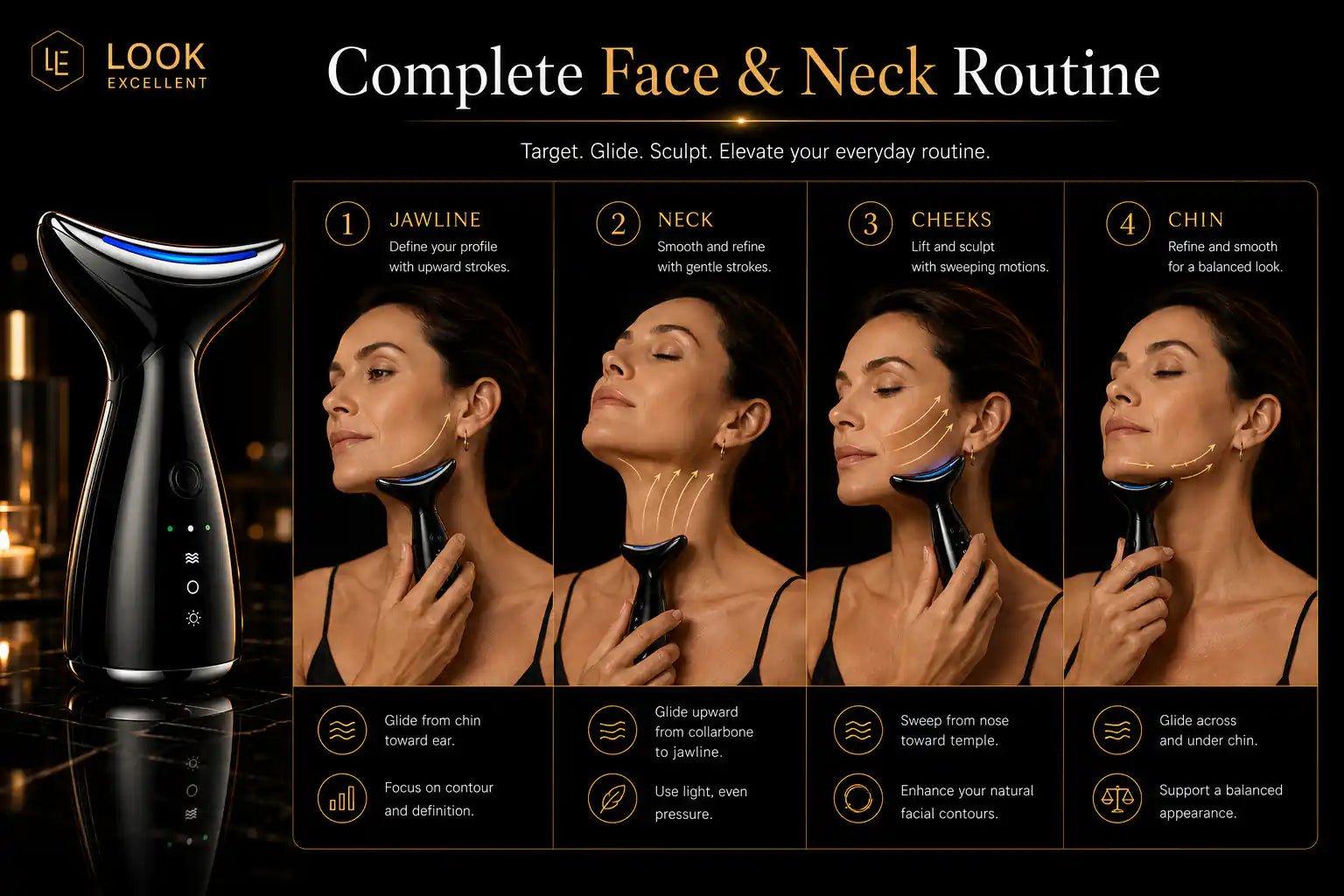 ToneLift Pro EMS microcurrent face and neck sculpting device for at-home beauty routines