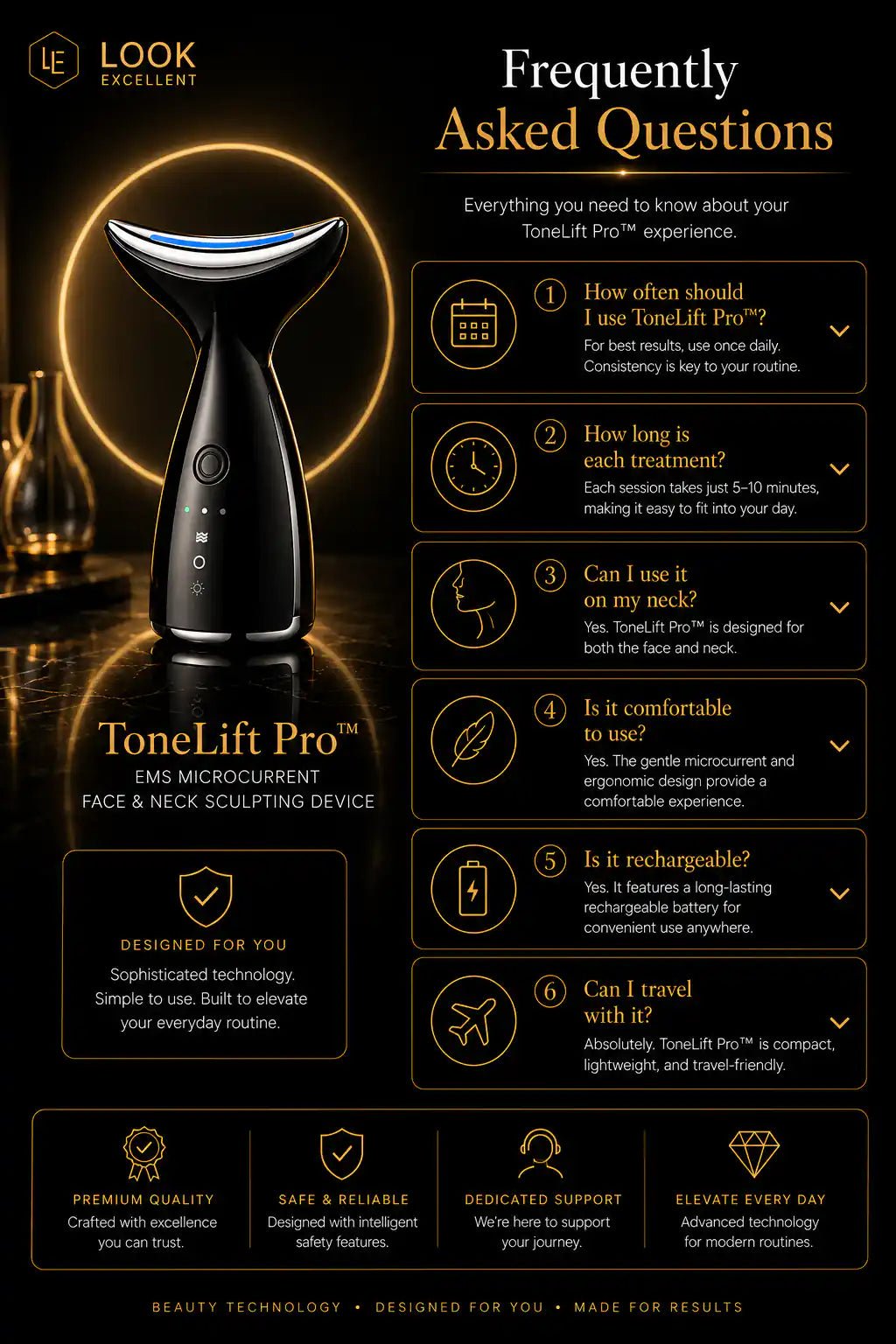 ToneLift Pro EMS microcurrent face and neck sculpting device for at-home beauty routines